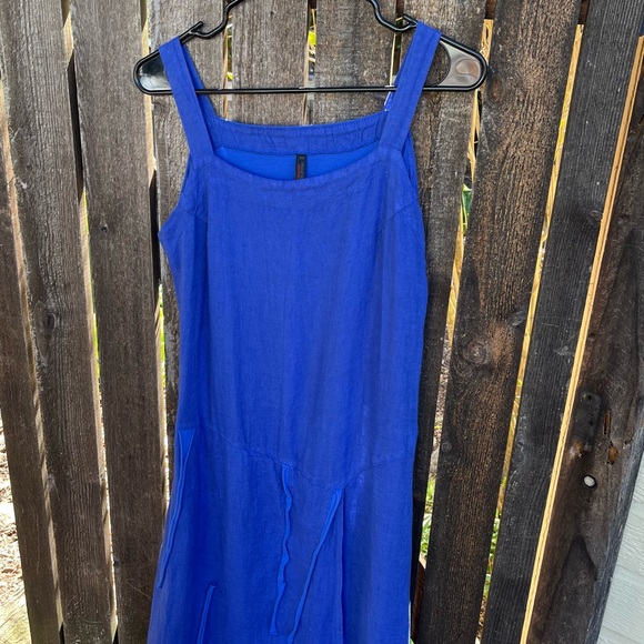 Inizio Linen Blue Dress Sz M - Picture 4 of 12